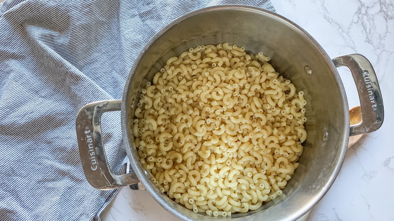 boiled pasta in pot