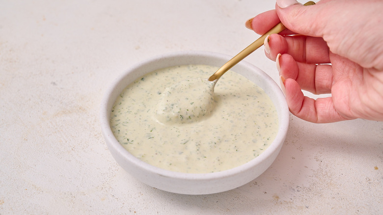 green goddess dressing in bowl