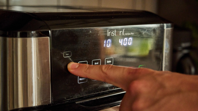 turning on the air fryer