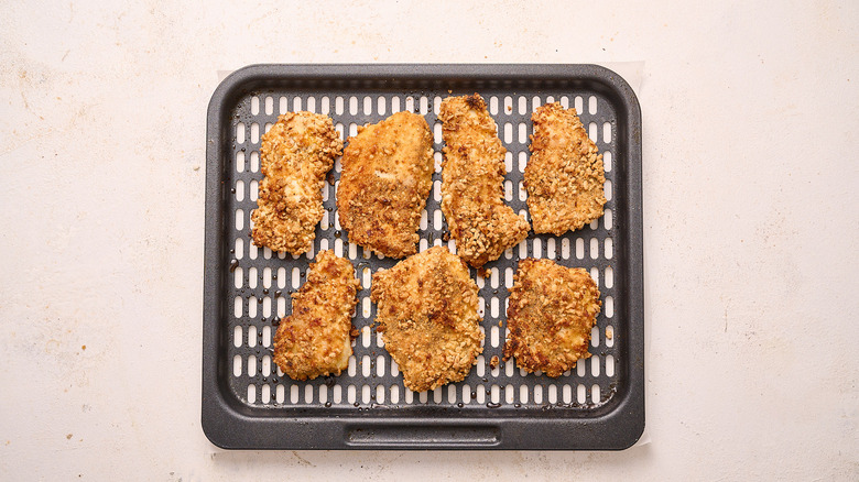 air fried chicken on rack