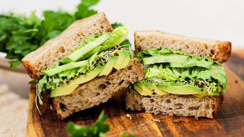 Halve of green goddess sandwich