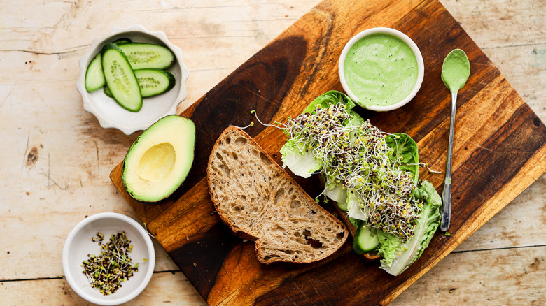 Vegetables on toasted bread