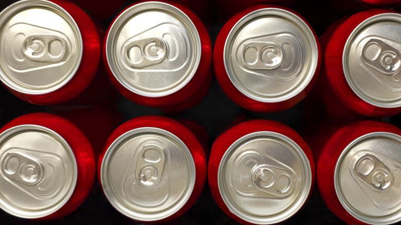 Top-view of Coca-Cola cans