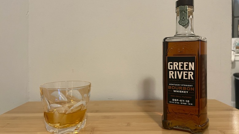 Green River Bourbon Whiskey with a glass on ice