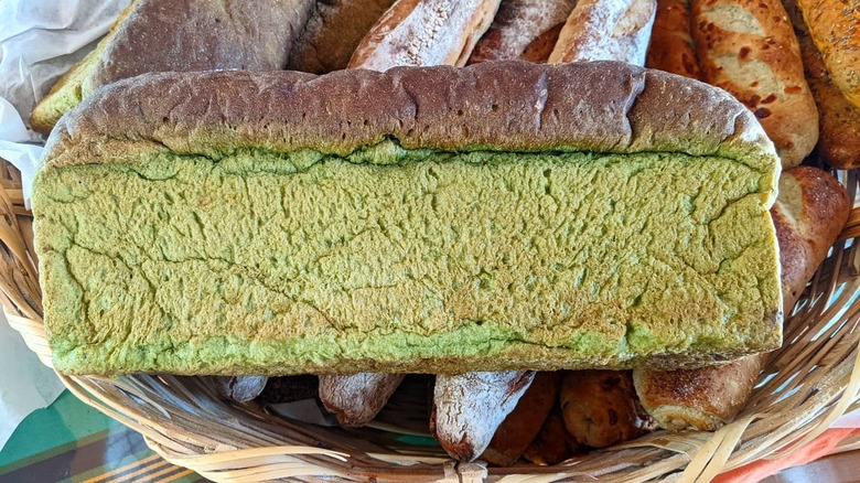 A loaf of pale green bread