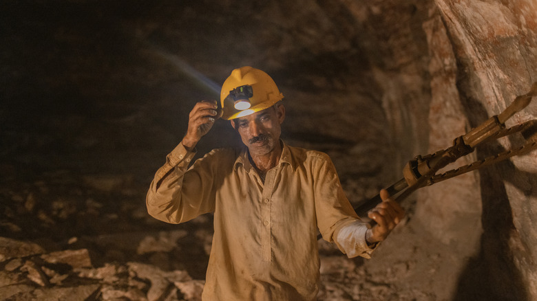 A miner at Khewra Salt Mine