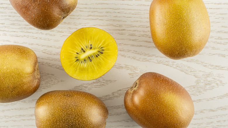 sungold kiwi fruit whole and cut