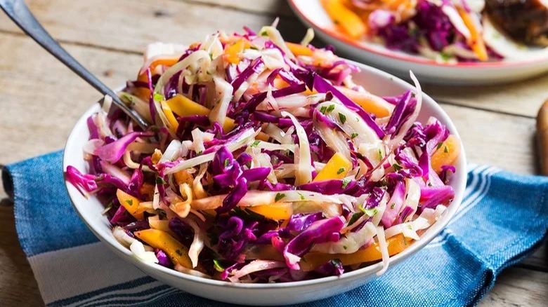 Grilled Cabbage and Mango Slaw