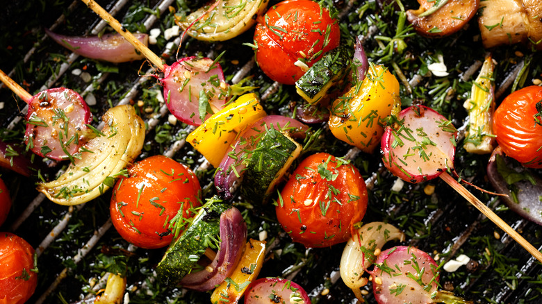 vegetables on grill