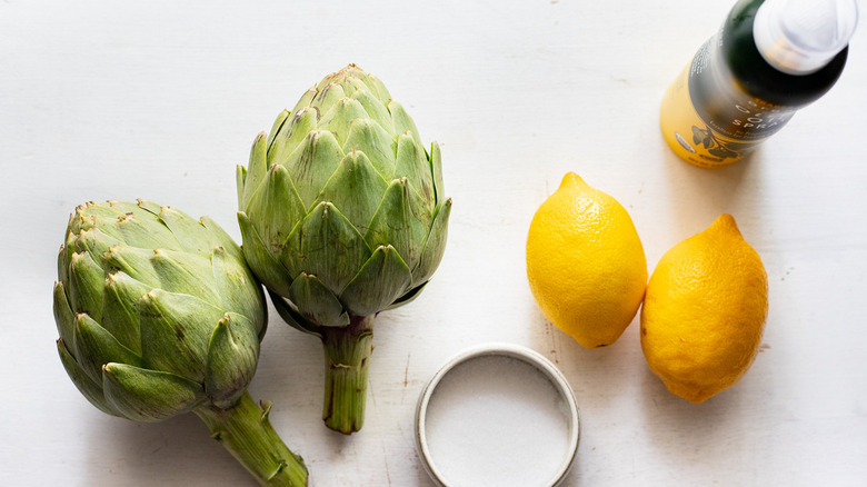 ingredients for grilled artichokes