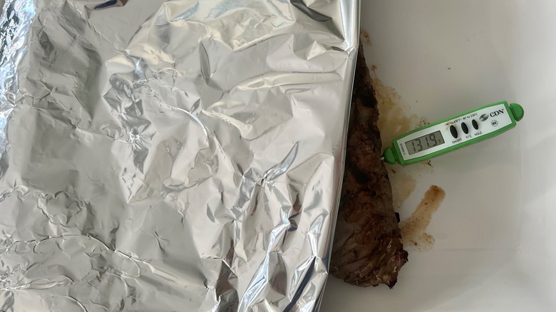 meat resting under tin foil