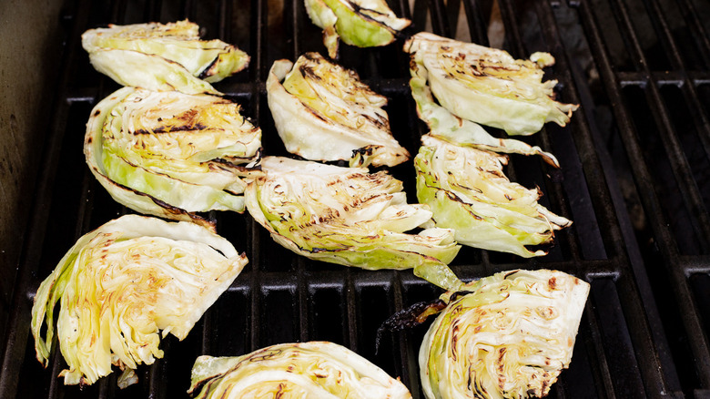 cabbage wedges on grill