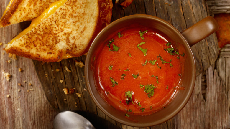 grilled cheese with cup of soup