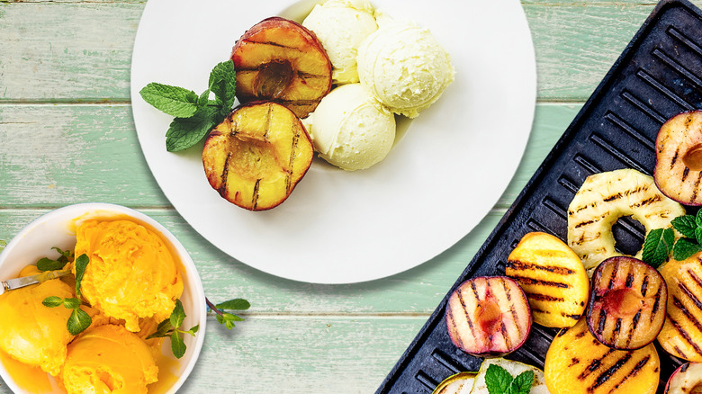 grilled peaches and ice cream