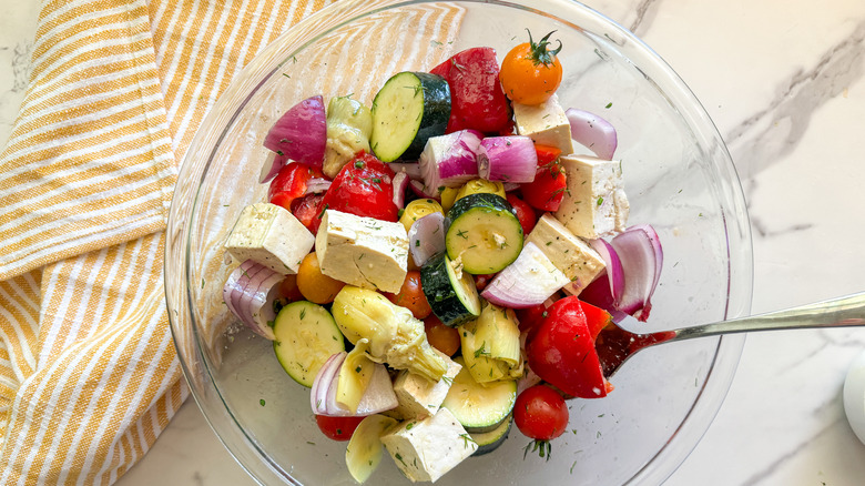 veggies and tofu in bowl