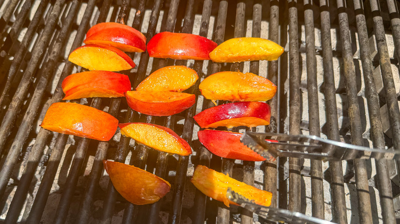 nectarine wedges on grill