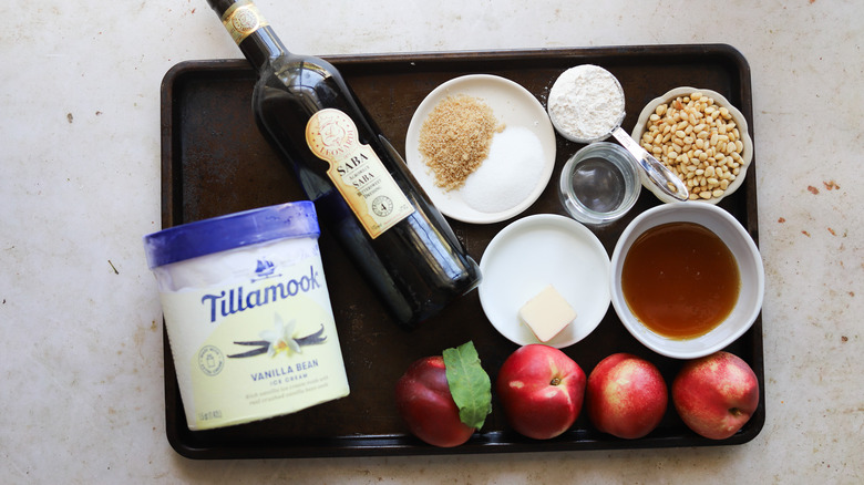 Ingredients for grilled nectarine sundae