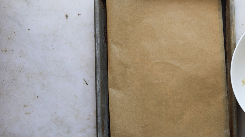 Baking sheet with parchment paper