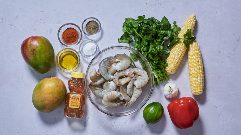 ingredients for shrimp and salsa