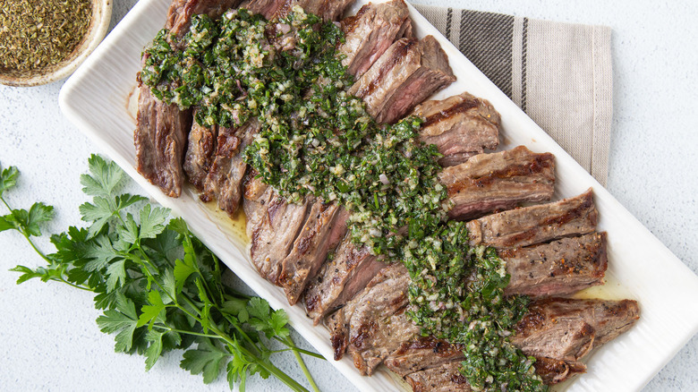 grilled skirt steak with chimichurri