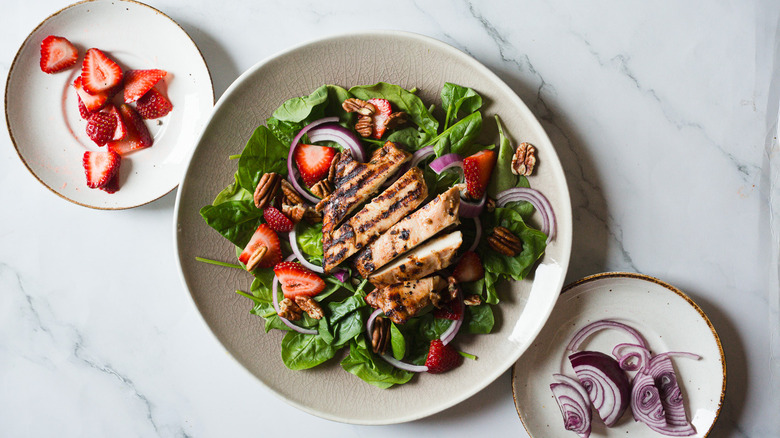 Chicken added to salad