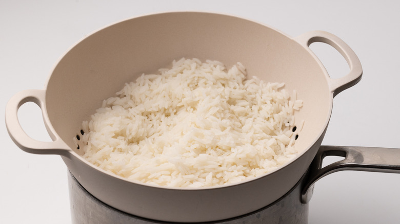 Rice in a colander 