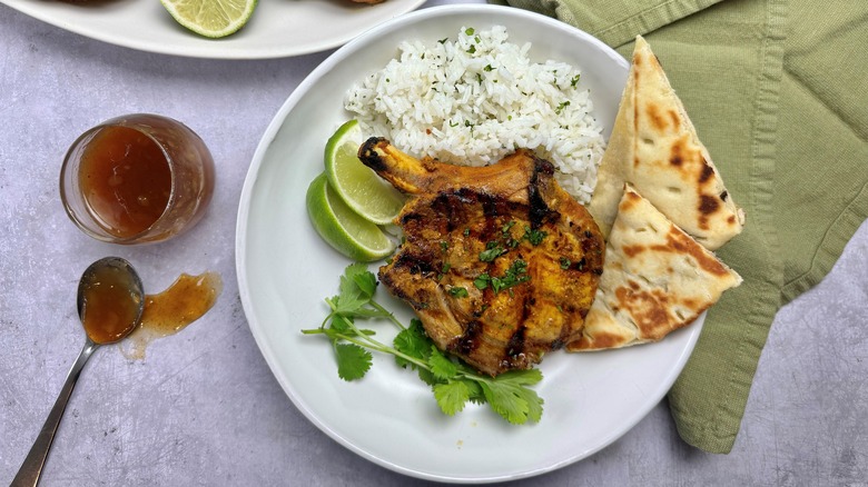 grilled tandoori pork with rice