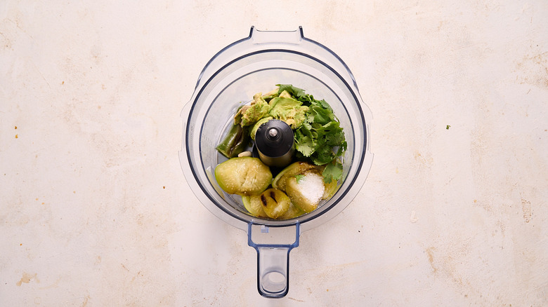 salsa ingredients in a food processor