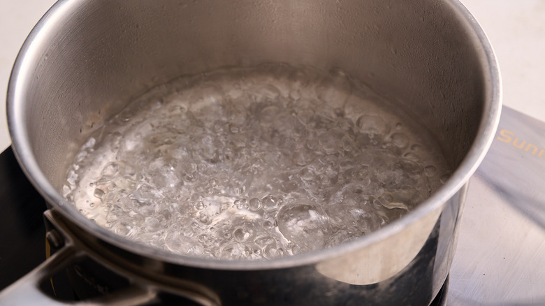 boiling water in a pot