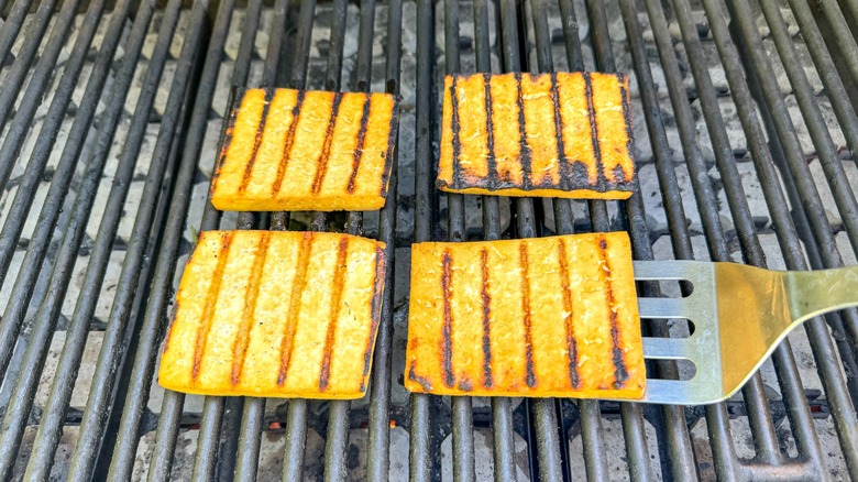 tofu on grill grates