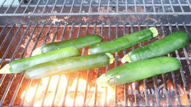 Zucchini on gas grill