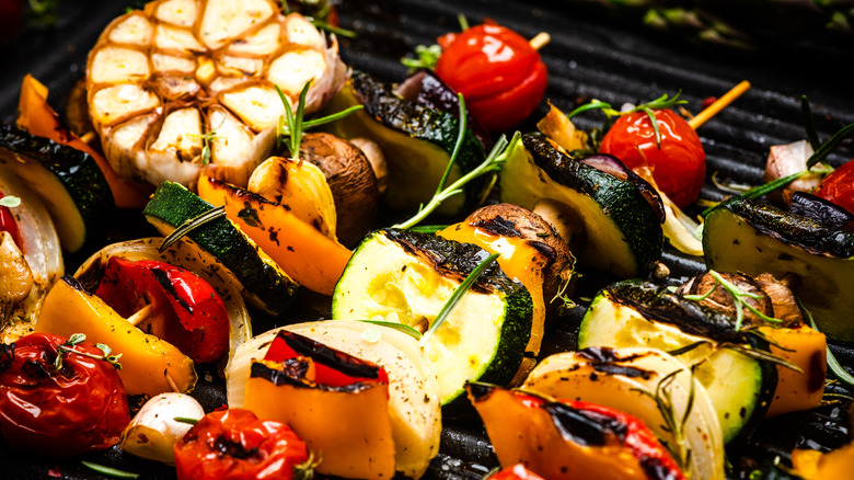 grilled skewered vegetables