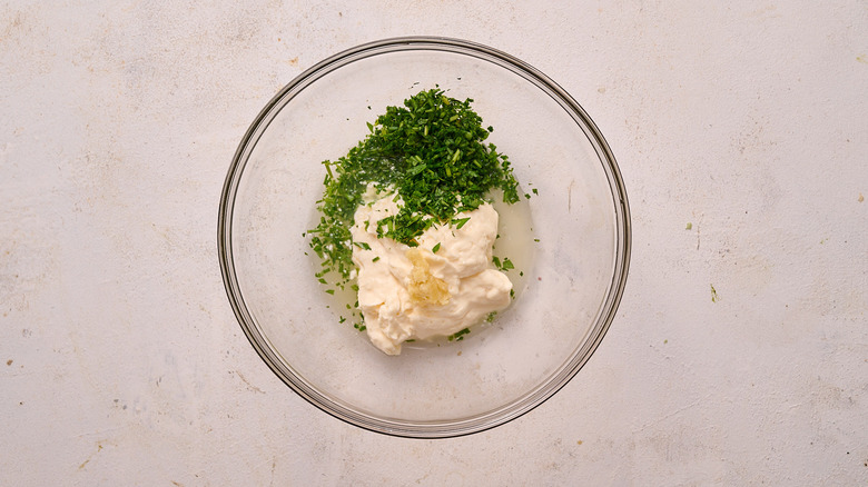 herb mayo ingredients in bowl