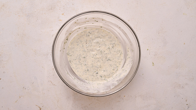 herb mayo combined in bowl