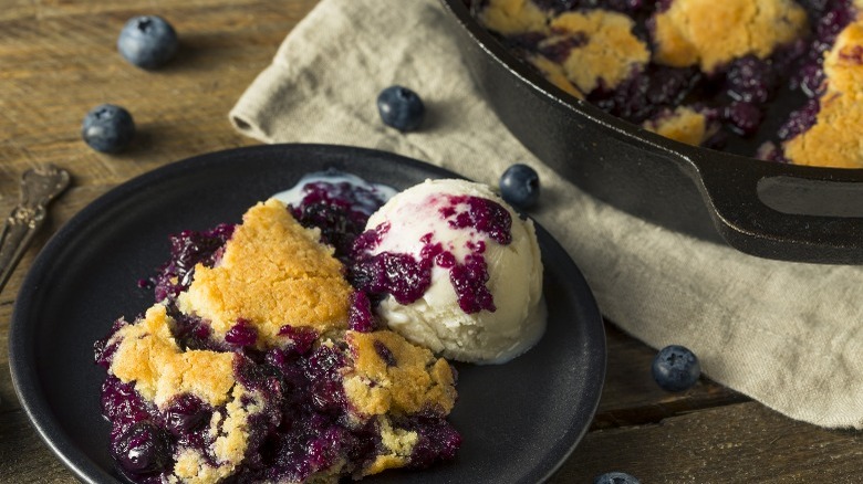 Blueberry cobbler plate