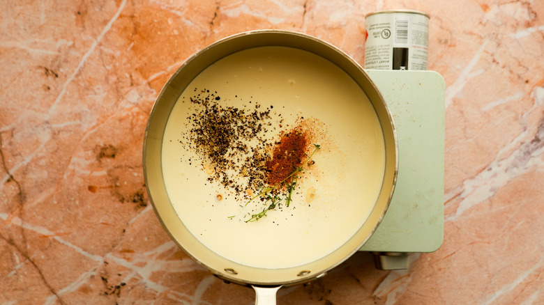 Pot of cream and spices