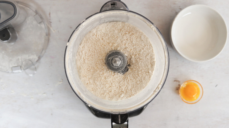 white crumbs in food processor