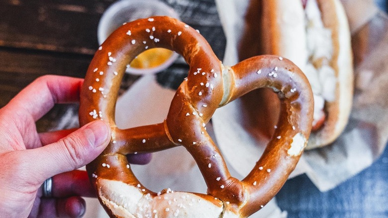 Berlin Currywurst salty pretzel