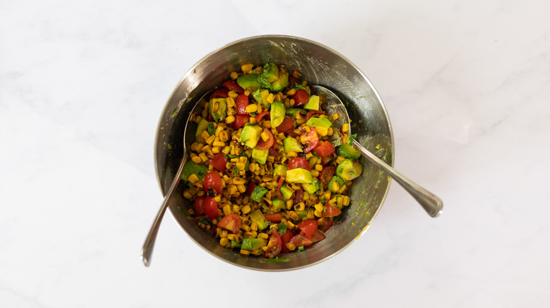 bowl corn and avocado salsa