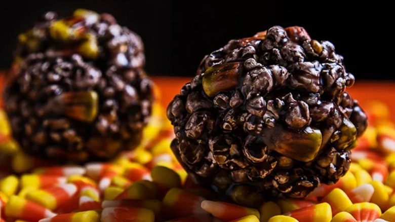 Candy corn and popcorn balls