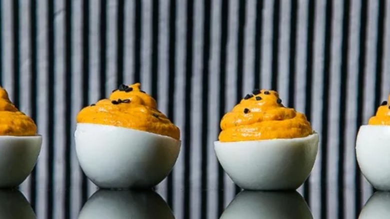 devilled eggs in a row