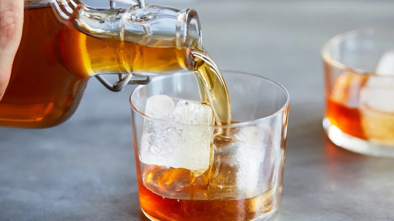 Pumpkin Liqueur being poured into a glass