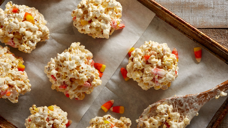 candy corn popcorn balls