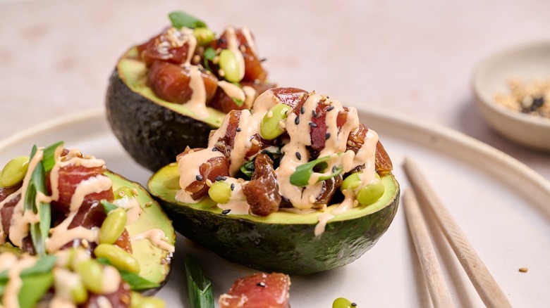 ahi stuffed avocados