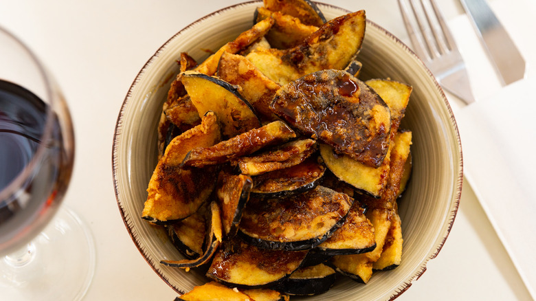 Fried eggplant with honey