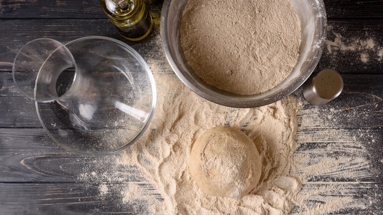 pizza dough and ingredients