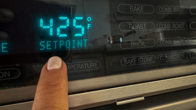 finger setting oven temp