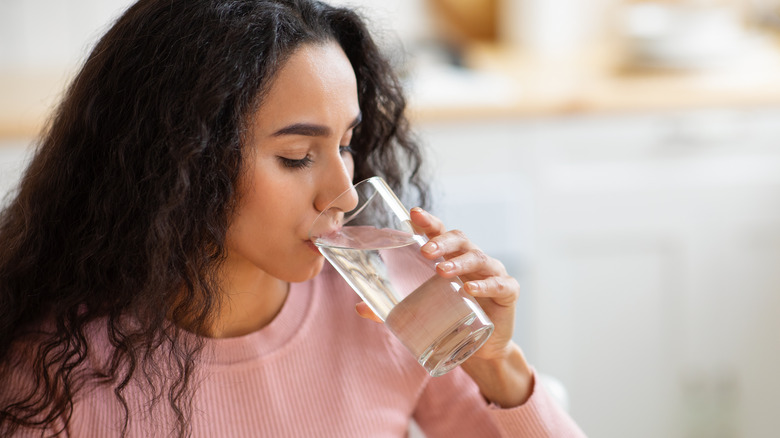 woman drinking water