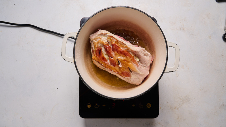 searing pork shoulder in dutch oven