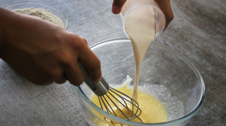 preparing frosting for cake